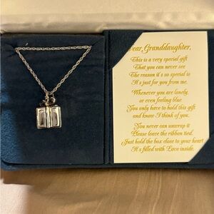 Silver Gift Box Pendant Necklace - Granddaughter Gift